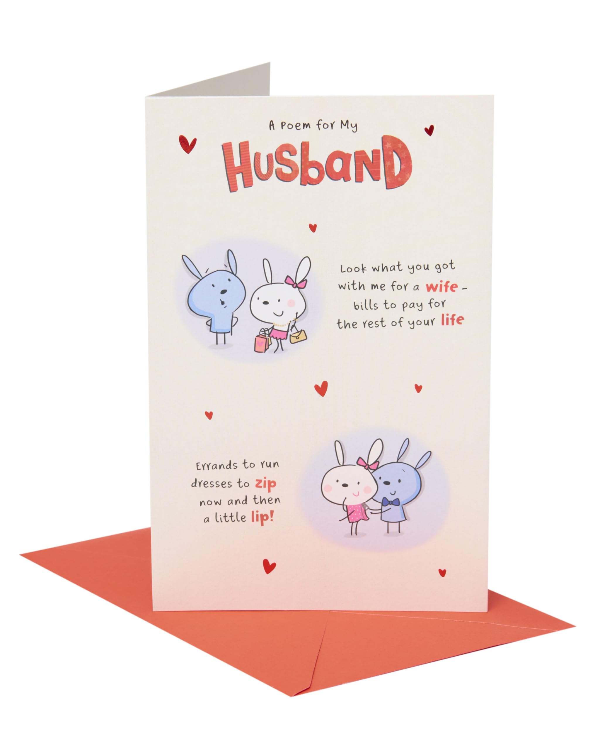 UK Greetings | Valentine's Day Card for Husband | I Love You Presents | Him, Boys, Men | Funy Design | With Envelope | 16.5cm x 25.4cm