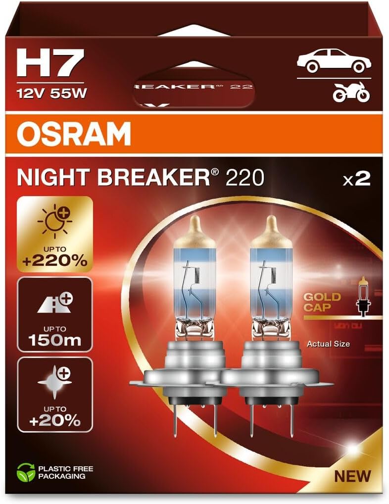 OSRAM Night Breaker 220 H7 Headlight Bulbs -2HB 2 Lamps
