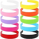 Wecoe Headbands for Girls Women 10pcs 1 Inch Wide Plastic Headbands with Teeth Plain Colorful Hard Head Bands Hairbands Diy Crafts Hair Accessories for Women & Girls