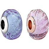 NUNUYAYA Charms Beads 925 Sterling Silver Gold Love Murano Glass Dangle Pendant with 5A Cubic fits for Charms Bracelets for Woman Girl Mother's Day Christmas Birthday Gift