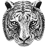 Men's Vintage Gothic Tribal Biker Tiger Head Skull Stainless Steel Ring Band Silver Black