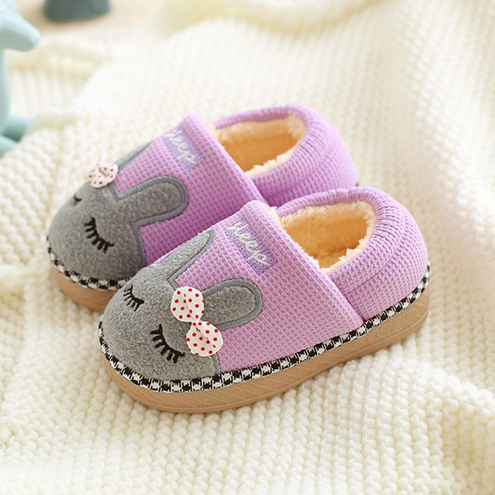 Girl Slippers Bunny Boots, Warm Indoor Home Winter Baby Kid Fluffy Hard Sole Shoes