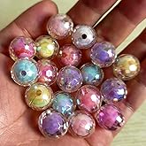 Qingxii Decorr Mixed Lots Shiny AB Color Acrylic Faceted Bead DIY Beading Hairband Bracelets Necklace Craft Embelishment (Mixed Colors)