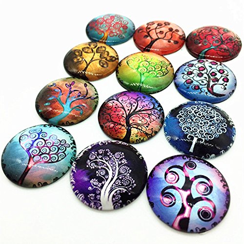 IGOGO 12 PCS Glass Dome Cabochons Half Round Flatback Tree of Life - Thumbnail 3