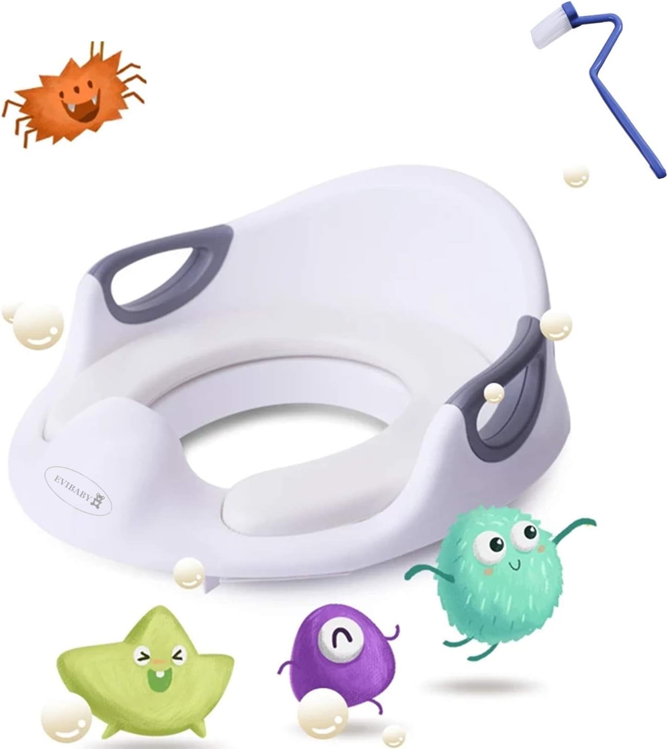 Potty Training Seat for Boys Girls Kids Toddlers Toilet Training Seat Potty Seat for Baby with Detachable Soft Cushion Sturdy Handle and Backrest Toddlers Toilet Training Seat Anti-Slip Rubber Grip