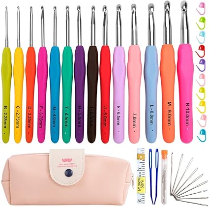 All In One Crochet Hooks Set 14pcs Full Size Softgrepen Breinaalden Kit 10st Haak Sloten 9 Large Eye Hand Naaien Haken Haaknaald Case For Volwassenen Beginners Zcaqtajro Amazon Nl