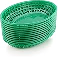 New Star Foodservice 44126 Fast Food Baskets, 9 1/4-Inch x 6-Inch Oval, Set of 12, Green