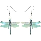 Bonsny Acrylic Cute Dangle Acrylic Dragonfly Earrings Insects Fashion Jewelry For Women Gift Charms