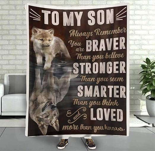 Amazon Com Cladesigns Fleece Blanket Wolf To My Son Gift