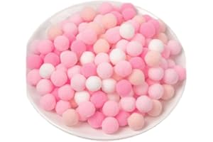QIKAARA 500 Pieces Pom Poms Pink and White, 0.6 inch Small Craft Pompoms, Soft Fluffy Puff Balls for DIY Arts and Bulk Craft Making Decorations Supplies (Pink Series, 1.5 cm / 15 mm)
