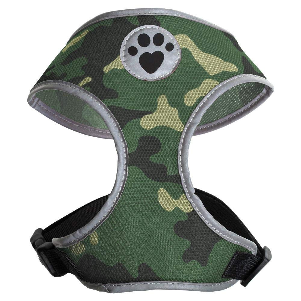 iGadgitz Home U7044 - Sweat-Proof Dog Harness, Puppy Harness, Walking Dog Vest in with Reflective High Visibility Piping & Secure Lockable buckle - Camo - Medium