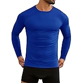 URRU Men's Thermal Long Sleeve Shirts Fleece Lined High Stretch Thermal Underwear Tops Base Layer for Men Cold Weather Gear