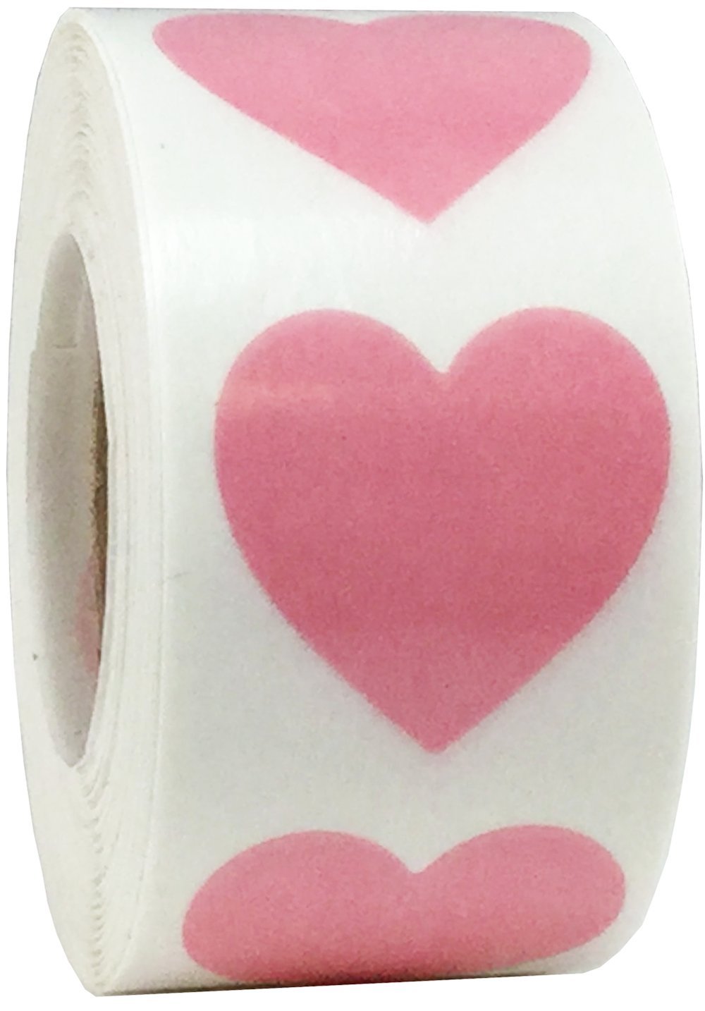 Transparent Pink Heart Stickers 19.1 mm 0.75 Inch Wide 500 Count