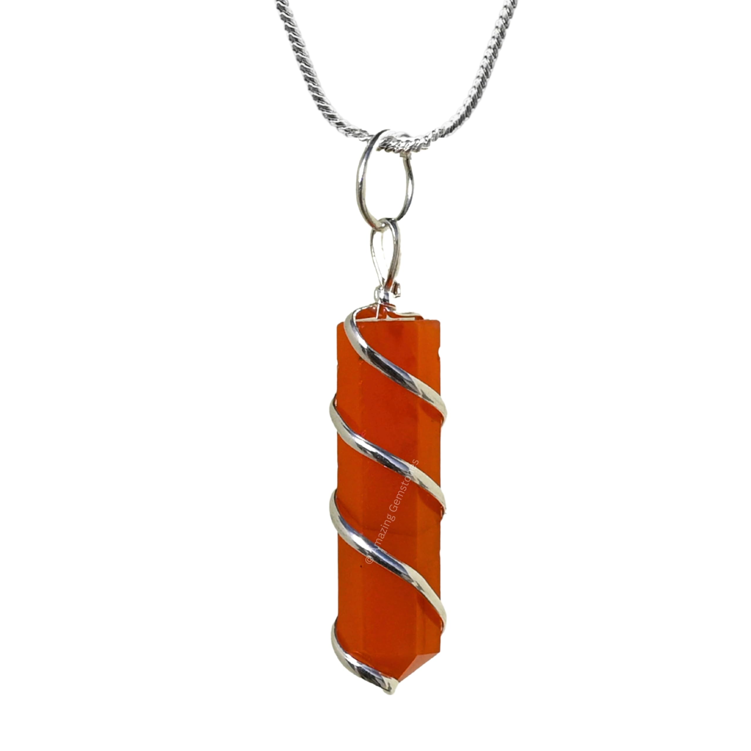 Amazing Gemstone Crystals and Healing Stones Carnelian Necklace - Gold Chain Necklace Pendant - Real Crystal Necklace, 1 Count (Pack of 1), Carnelian