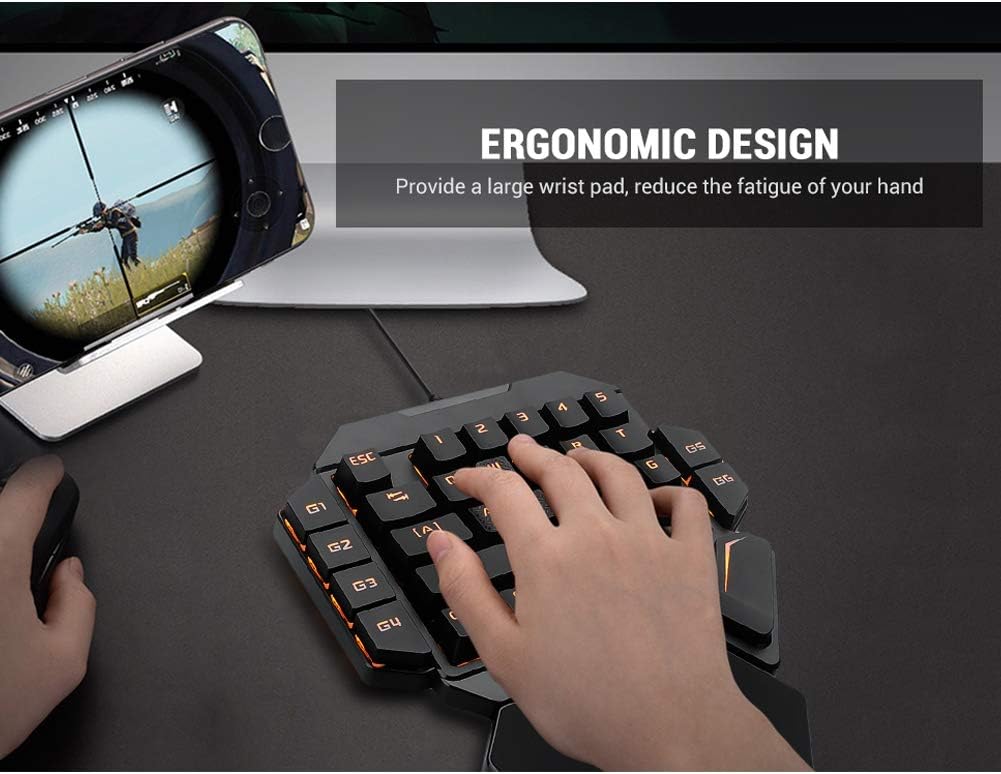 Sutinna RGB One-handed Mechanical Keyboard, Ergonomic Backlight Mechanical Single Hand Gaming Keyboard with Macro Definition Function - Image 5