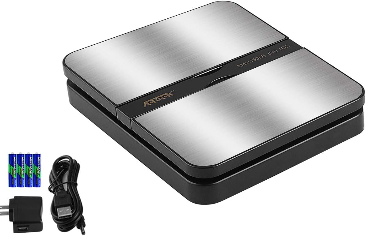 Acteck 150LB x 0.1 OZ Extended Display Digital Shipping Postal Scale with AC Adapter, Black : Office Products