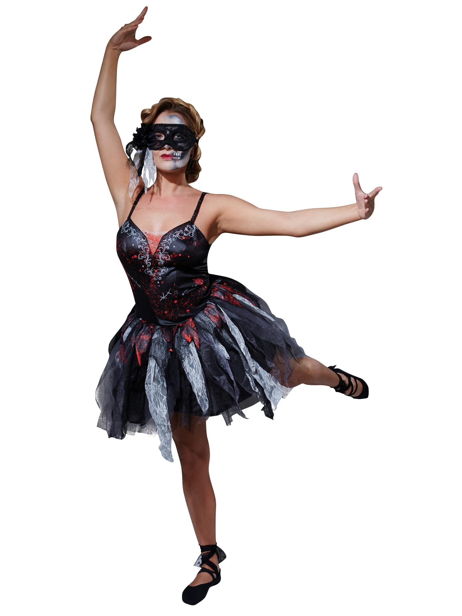 Rubies 810989L Official Dead Ballerina Dress Halloween Zombie Costume, Women's, Black, Large Halloween