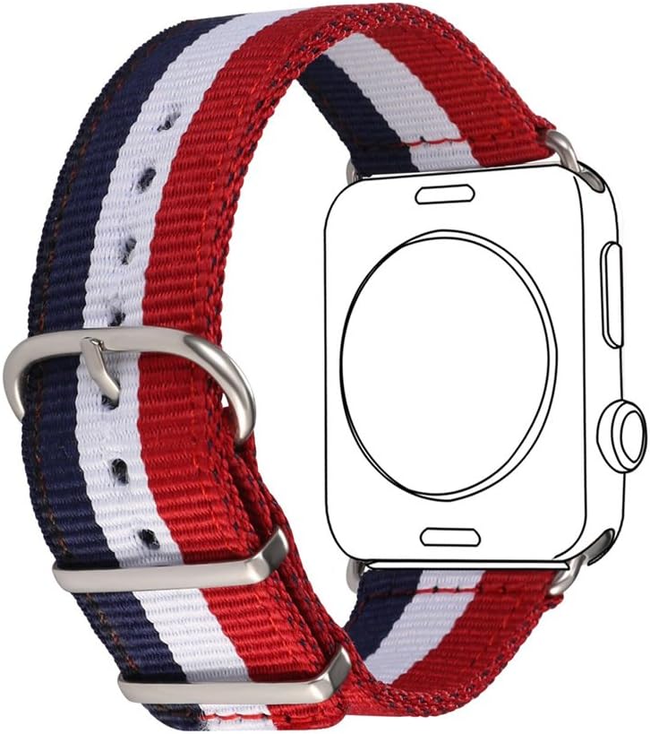 Bracelet pour Apple Watch 42mm Bandmax Bracelet de Remplacement Nylon Tissé avec Fermoir Acier