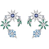 Flower Stud Earrings 925 Sterling Silver Colored Gemstone Earrings for Women Her