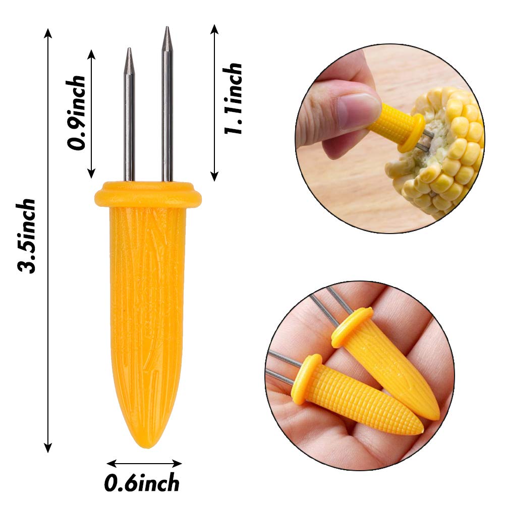 BigOtters 24PCS Corn Holders, Large Size Stainless Steel Corn Holder with Storage Box Twin Prong Sweetcorn Holder Corn on The Cob Skewers Fruit Fork for Kitchen Tool Outdoor Home BBQ Cooking