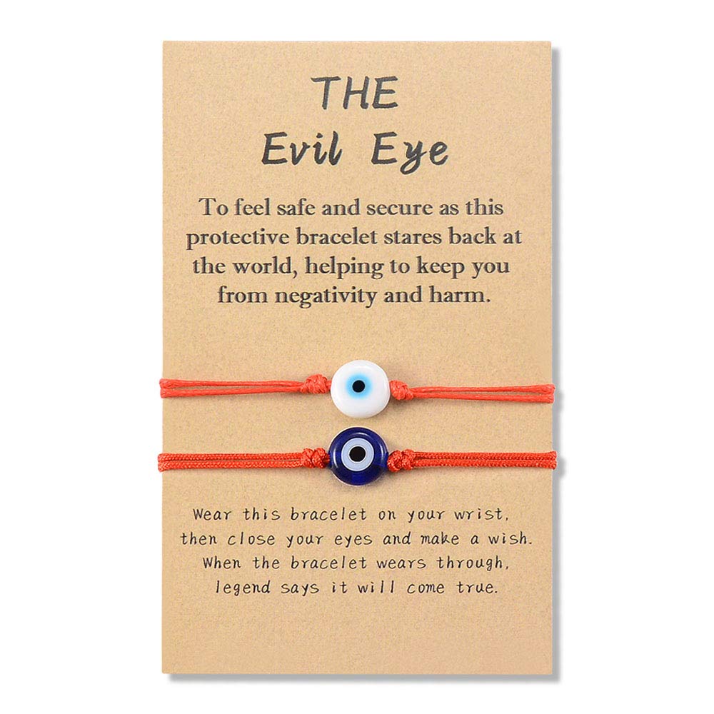 YELUWA 2Pcs Red Evil Eye Bracelets for Women Men Good Luck Jewelry Nazar Kabbalah Protection Couple Friendship Family Ojo Turco Strings Lucky Charm Gifts for Valentine