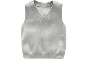 RUKOSU Baby Boys Girls V Neck Knitted Sleeveless Pullover Sweater Vest Toddler School Uniform Waistcoat Tops