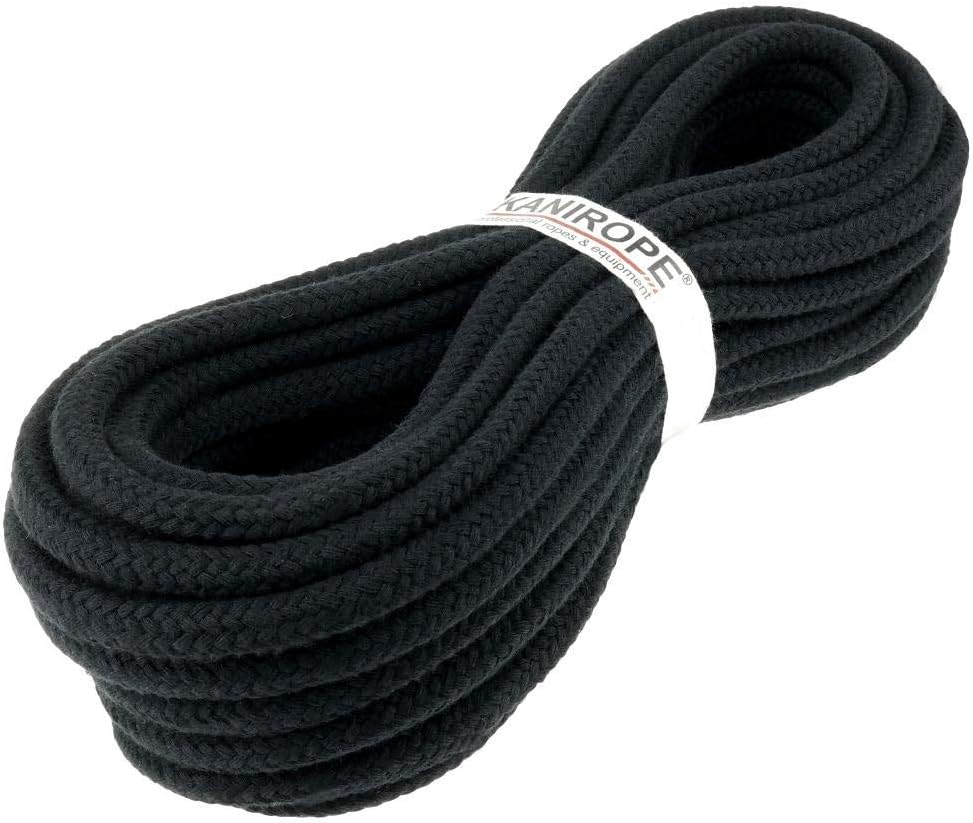 Kanirope® Cotton Rope Cord COBRAID 9mm 50m Braided Color Black