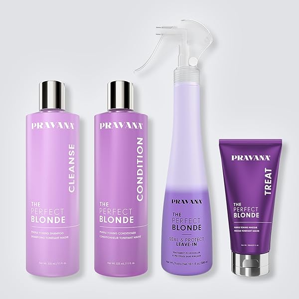 PRAVANA THE PERFECT BLONDE SEAL & PROTECT LEAVE-IN CONDITIONER | NEUTRALIZES BRASSY, YELLOW TONES | FOR COLOR-TREATED HAIR | DETANGLES, PROTECTS, MOISTURIZES STRANDS | 2 FL OZ