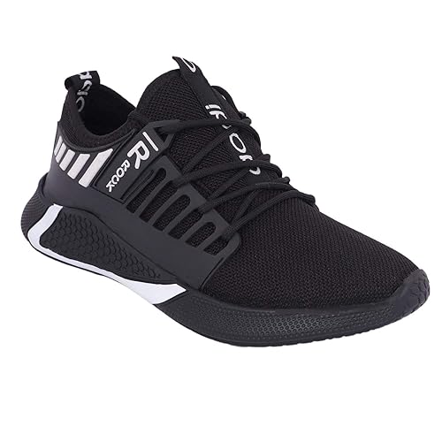 aadi men's black mesh running sport shoes