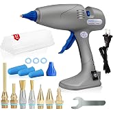 MONVICT Hot Melt Glue Gun with 7 Copper Nozzles, Heavy Duty | 3 Silicone Finger Covers, 12 Glue Sticks Dual Temperature Switching, Corded Detachable Cord Use for Art DIY Craft repair