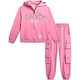 AEROPOSTALE Girls Tracksuit Set - 2 Piece Cozy Fleece Zip Up Hoodie Sweatshirt and Cargo Jogger Sweatpants for Girls (4-16)