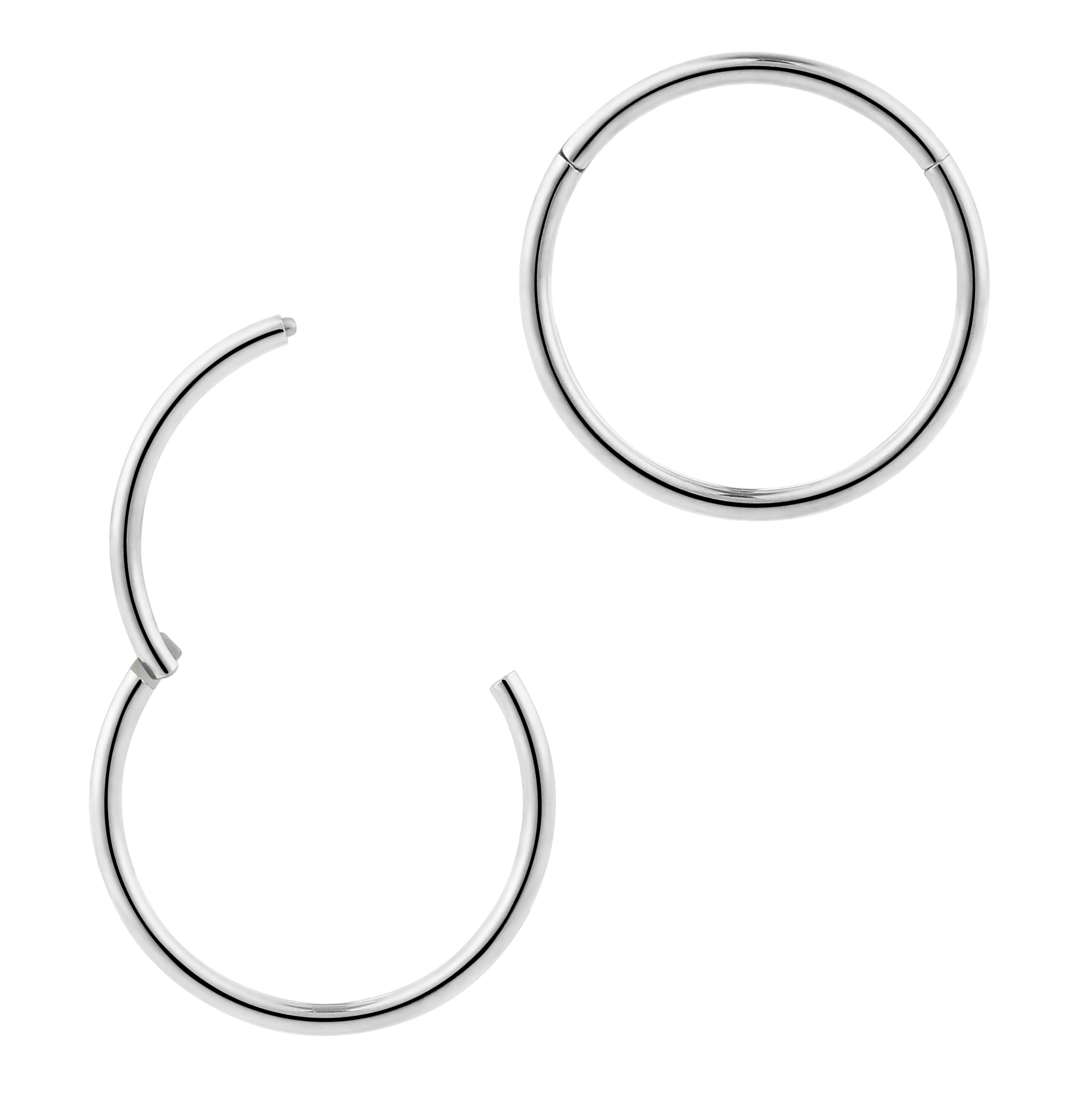 365 SLEEPERS Titanium Implant Grade Nose Rings Septum Jewellery Hinged Segment Ring Body Piercing Hoop Lip Rings Helix Cartilage Rook Earrings Nickel Free Hypoallergenic (18G 8mm)