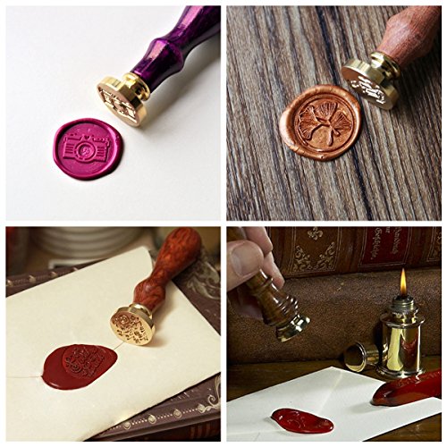 LiangGui Arts & Crafts Vintage Sealing Wax Stamp Kit, 4 Seal Stamps and 4 Wax Sticks with Gift Box, Great Gift for a Friend or Relative