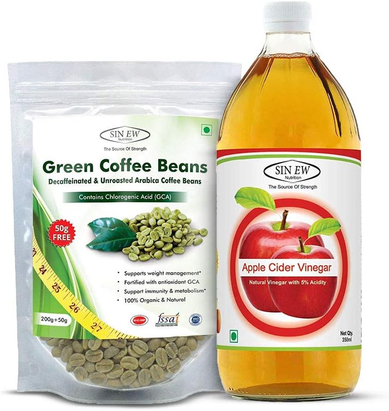 Sinew Nutrition weight management combo: Green Coffee Beans, 250g and Apple Cider Vinegar, 350ml (Pack of 2)