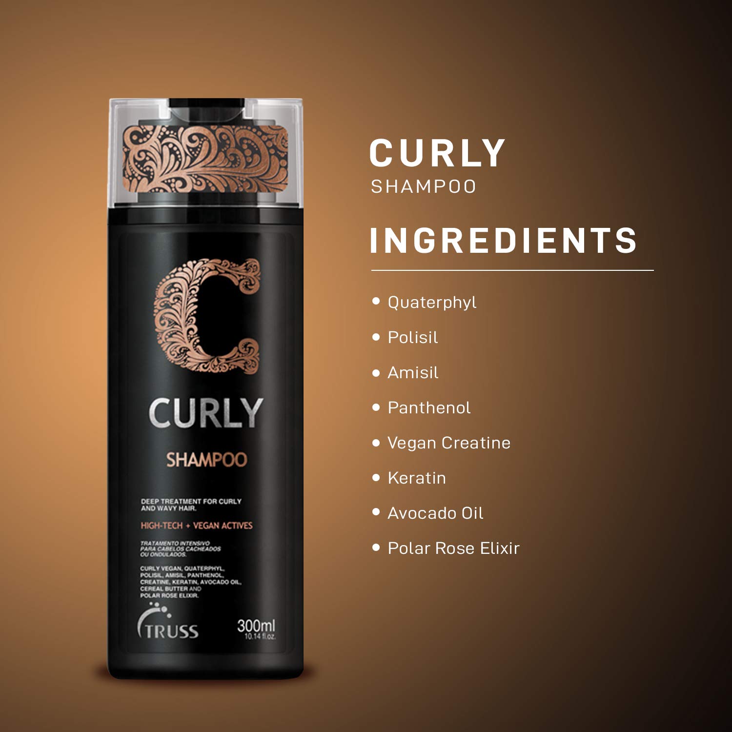 Truss Curly Shampoo - Gentle Cleansing for Defined, Detangled, Frizz-Controlled Wavy and Curly Hair with Softness, Moisture Balance and Conditioning