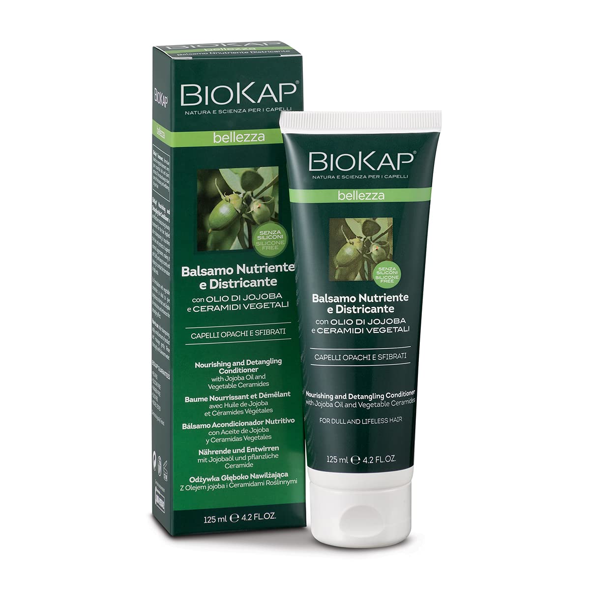 BIOKAP Premium Balsam Conditioner 125 ml | Jojoba Oil - Anti-Fizz - Vegetable Ceramides - Vegan - Silicone Free - Paraben Free