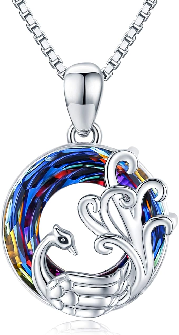 Phoenix Necklace 925 Sterling Silver Nirvana of Phoenix Necklace with Crystal Phoenix Jewelry