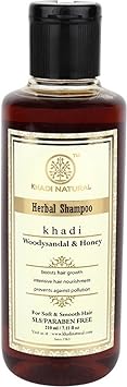 Khadi Natural Woody Sandal and Honey Hair Cleanser/Shampoo, SLS and Paraben Free, 210 ml