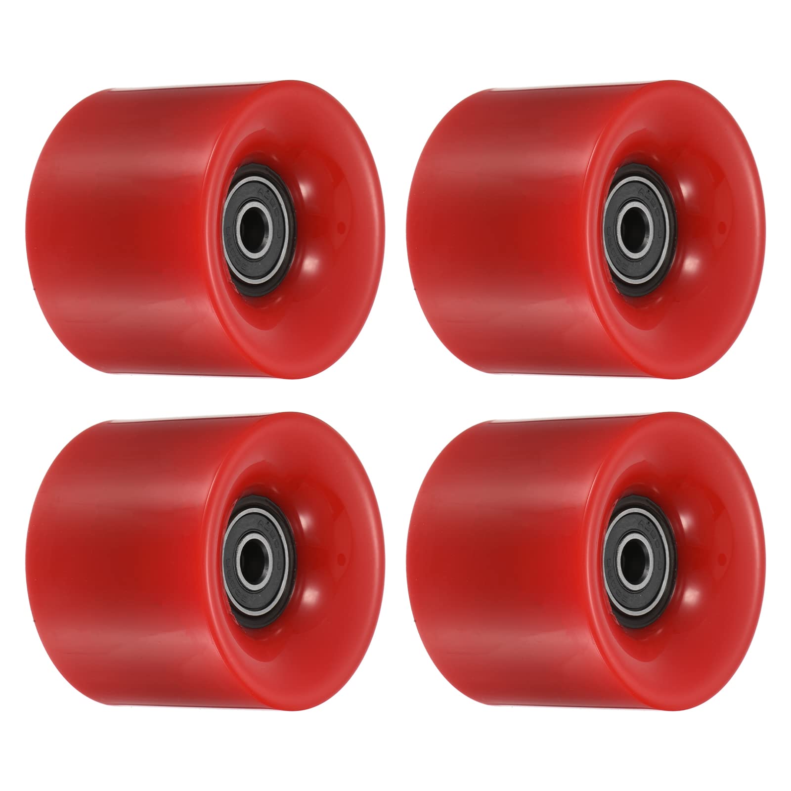 PATIKIL 60mm Longboard Wheels with Bearings ABEC-9, 4 Pack Street Wheels for Skateboards Cruiser Wheel Replacement 80A, Black, Red