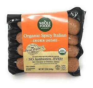 Whole Foods Market, Organic Chicken Sausage, Spicy Italian (GAP - Step 3), 12 Ounce
