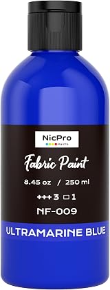 Nicpro Blue Fabric Paint 8.45 oz Permanent for Clothes Furniture Upholstery