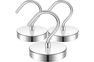 Junarter 3 Pack Large Magnetic Hooks,100lb+ Magnetic Kooks Heavy Duty for Hanging, Heavy Duty Magnets with Hooks for Cruise Ship Walls,Hanging,Grill,Tool,Kitchen