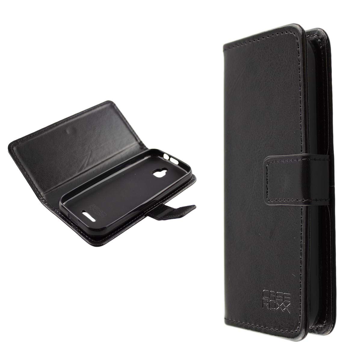 caseroxx Bookstyle-Case for Nokia 6300 4G, Cover, faux leather, black, Card Slots & Magnetic Closure
