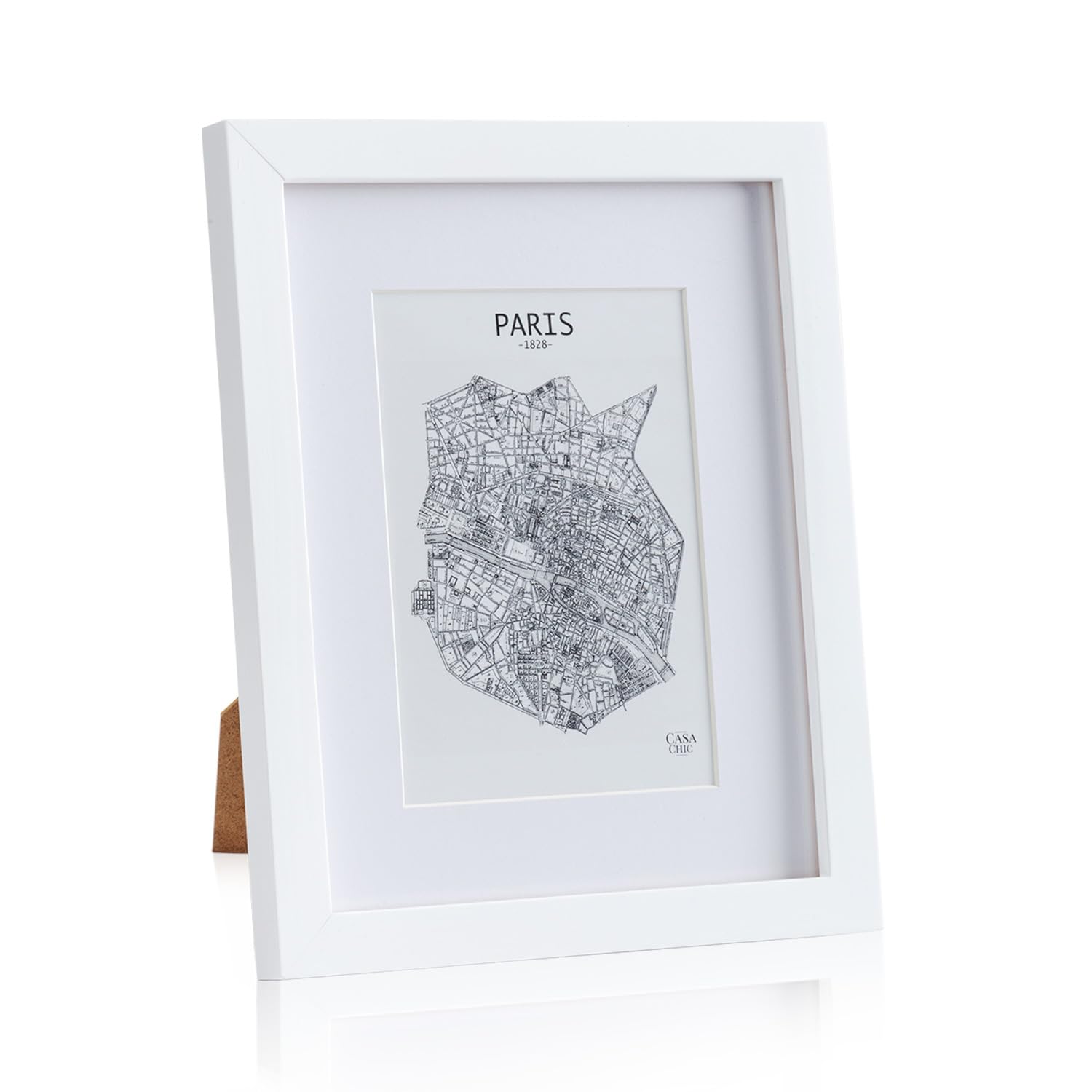 Classic by Casa Chic – Solid Wood 10×8 inch (20×25 cm) Photo Frame – White – Mount for 5×7 inch 13×18 cm Picture – Tempered Glass