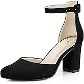 Ankis Closed Toe Heels for Women -Black Nude White Silver Gold Womens Heels Closed Round Toe Chunky Block Pumps Shoes, 3 Inch