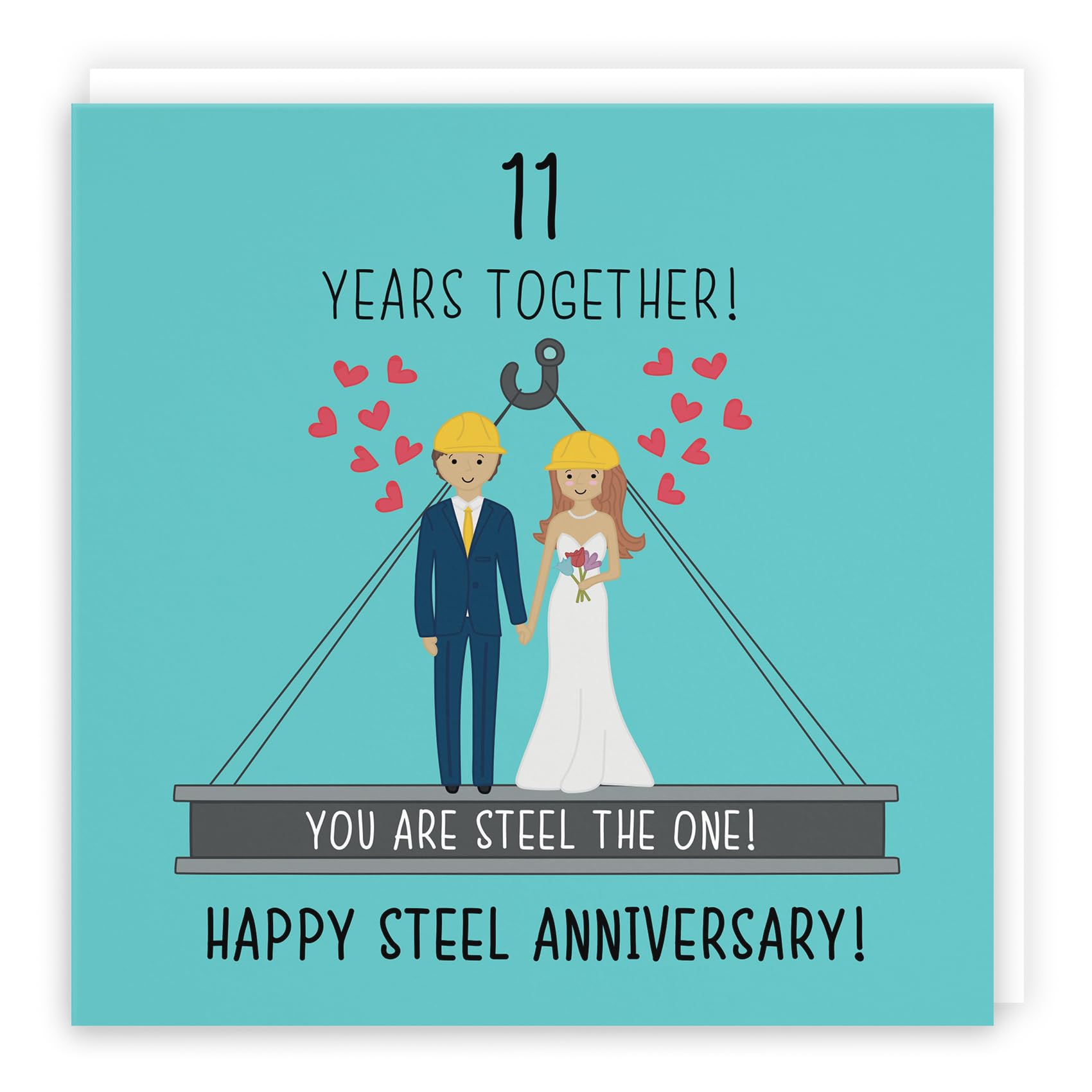 Hunts England - 11th Wedding Anniversary Card - Steel Anniversary - Iconic Collection - For Him, Her, Couples - Fun Cute Anniversary Card