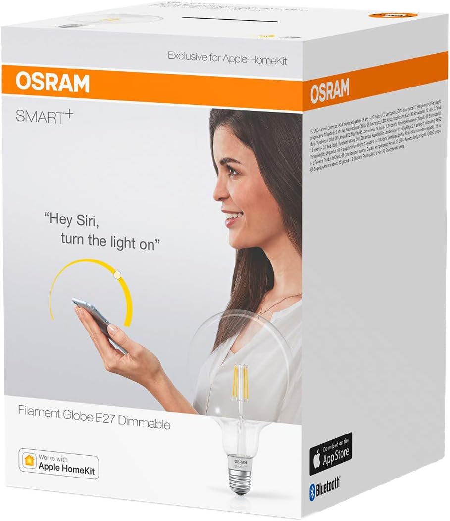 OSRAM Smart+ LED Filament Globe, Bluetooth Lamp with E27 Socket, Dimmable, 50 W Replacement, Warm White - Image 4