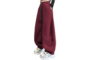 Girls Wide Leg Sweatpants High Waisted Cargo Pant Baggy Elastic Waist Jogging Y2K Palazzo Pants Parachute Trousers