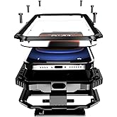Lunivop Compatibility with iPhone 16 Plus Case 6.7'' 2024 Heavy Duty with Built in Screen Protector Lens Protection Rugged Stand 360 Full Body Military Grade Metal Bumper Phone Cases Men Black