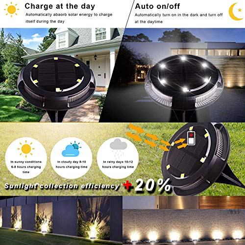 Gartenbeleuchtung Solar 4 Stück LED Solar Bodenleuchte IP65 Wasserdichte Solarleuchten Garten mit 10 LED-Birnen Kaltweiß… – Bild 5